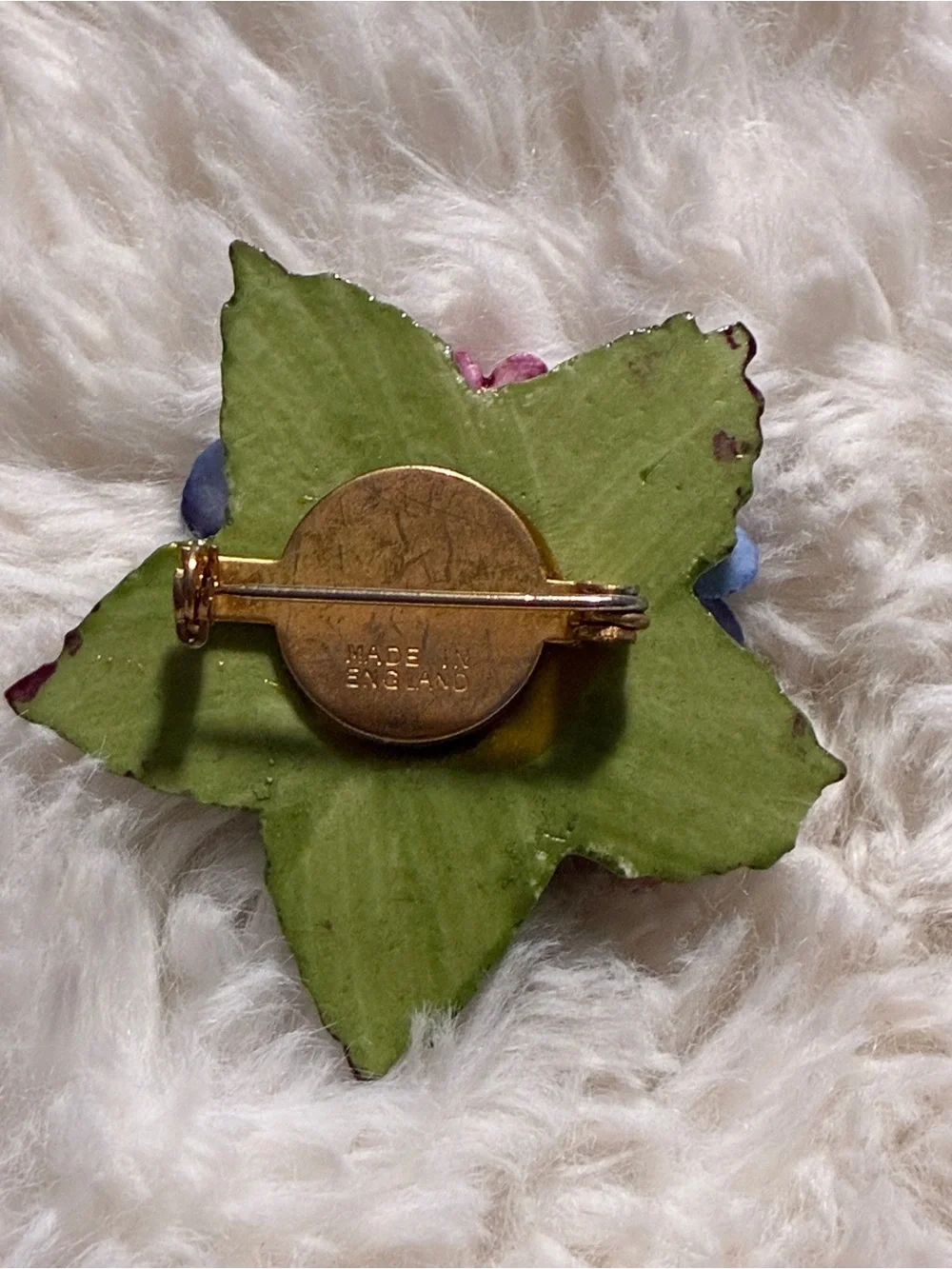 Vintage Aynsley Flower Brooch Pin English Purple and Pink English Collectible